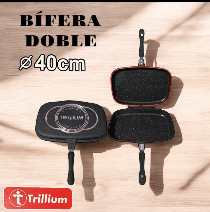 Sartén Bifera Doble Plancha Mármol 40x30 Cm Antiadherente - Imagen 2