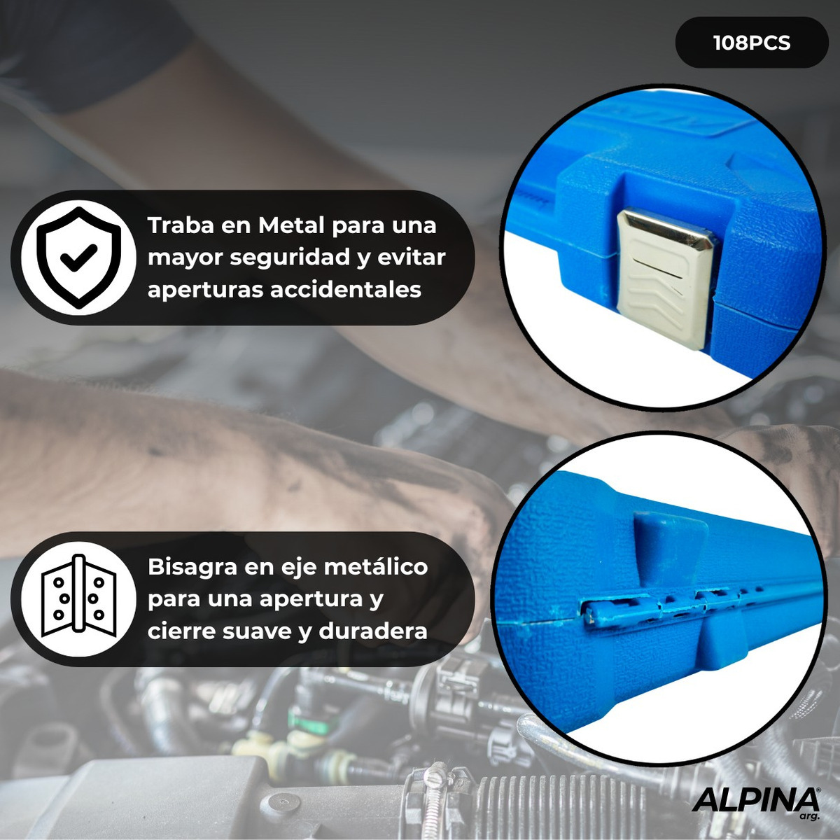 Kit de Herramientas Combinadas Alpina 108 Piezas en Caja de Transporte - Imagen 3